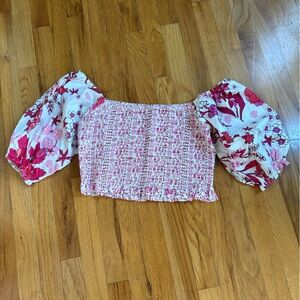 Floral Puff Sleeve Crop Top